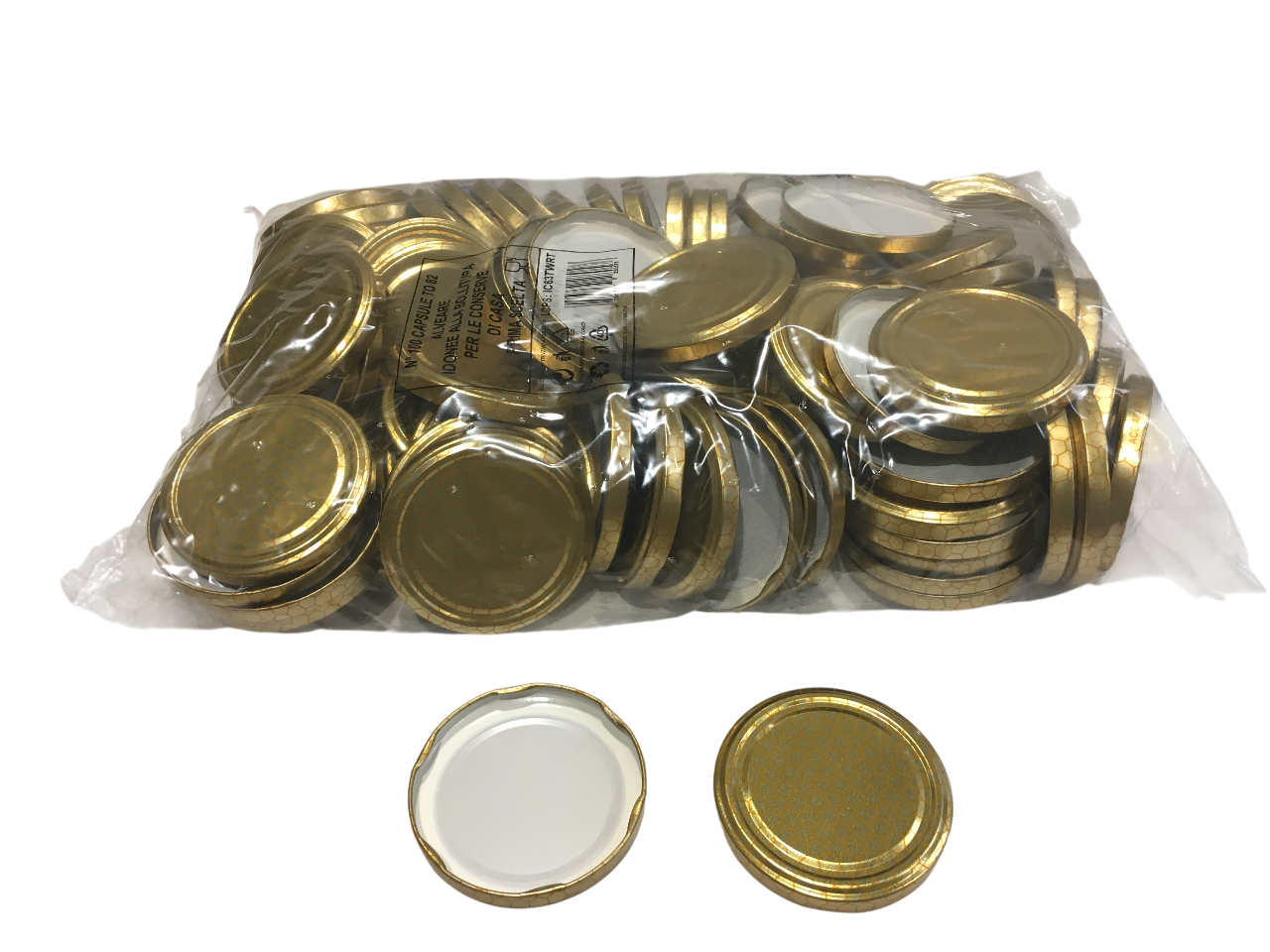 capsule oro con motivo alveare per vasetti miele diametro 82 mm