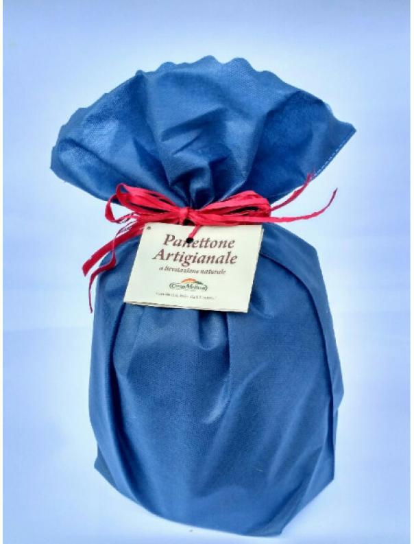panettone artigianale confezionato presentabile allinterno di cesto in cartoncino microonda avana