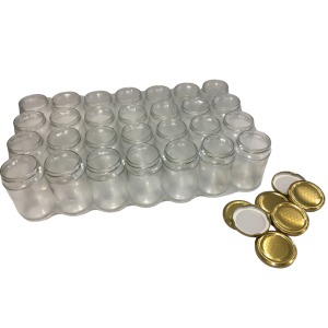 Vaso in vetro ml 314, per 400 gr miele (confezione da 24 pezzi) completo di tappo