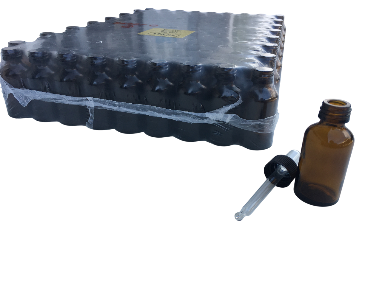 confezione professionale 135 flaconi vetro ambrato 20 ml con contagocce per apicoltura e laboratorio