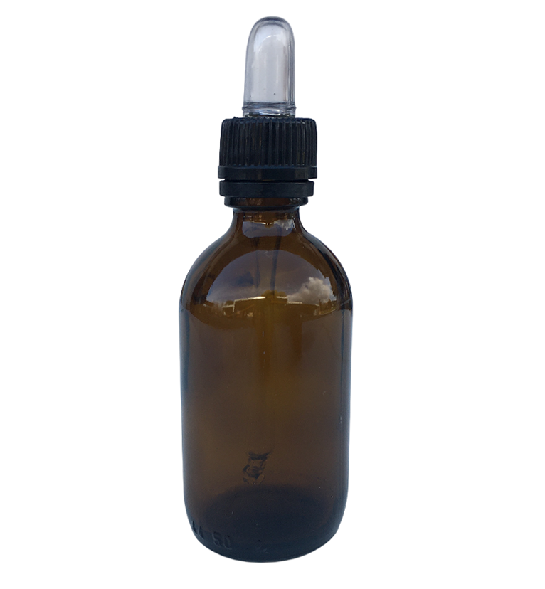 boccetta in vetro ambrato da 50 ml con contagocce per propoli e oli essenziali
