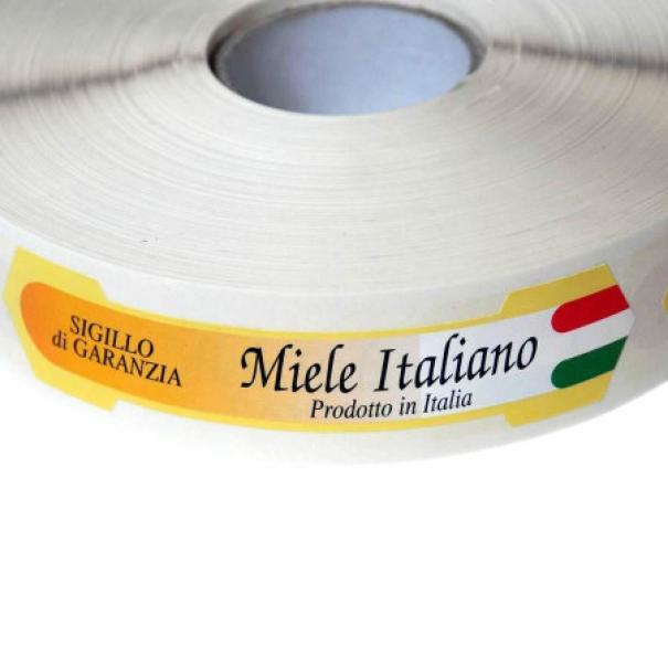 dettaglio rotolo sigilli adesivi garanzia miele italiano apicoltura.com
