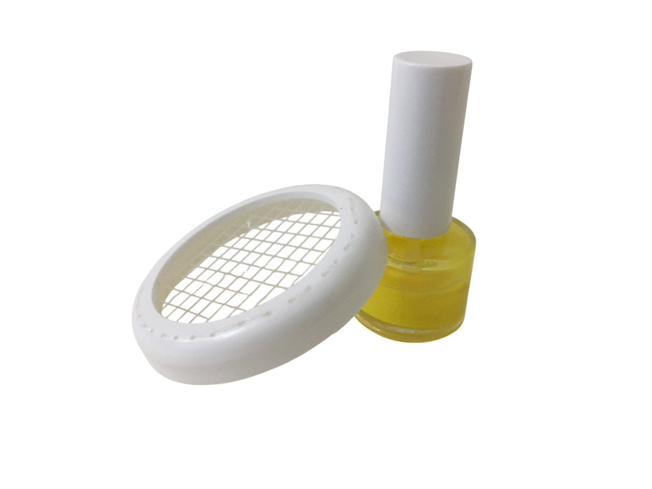 Flacone marcatore giallo con retina fermaregina per apicoltori