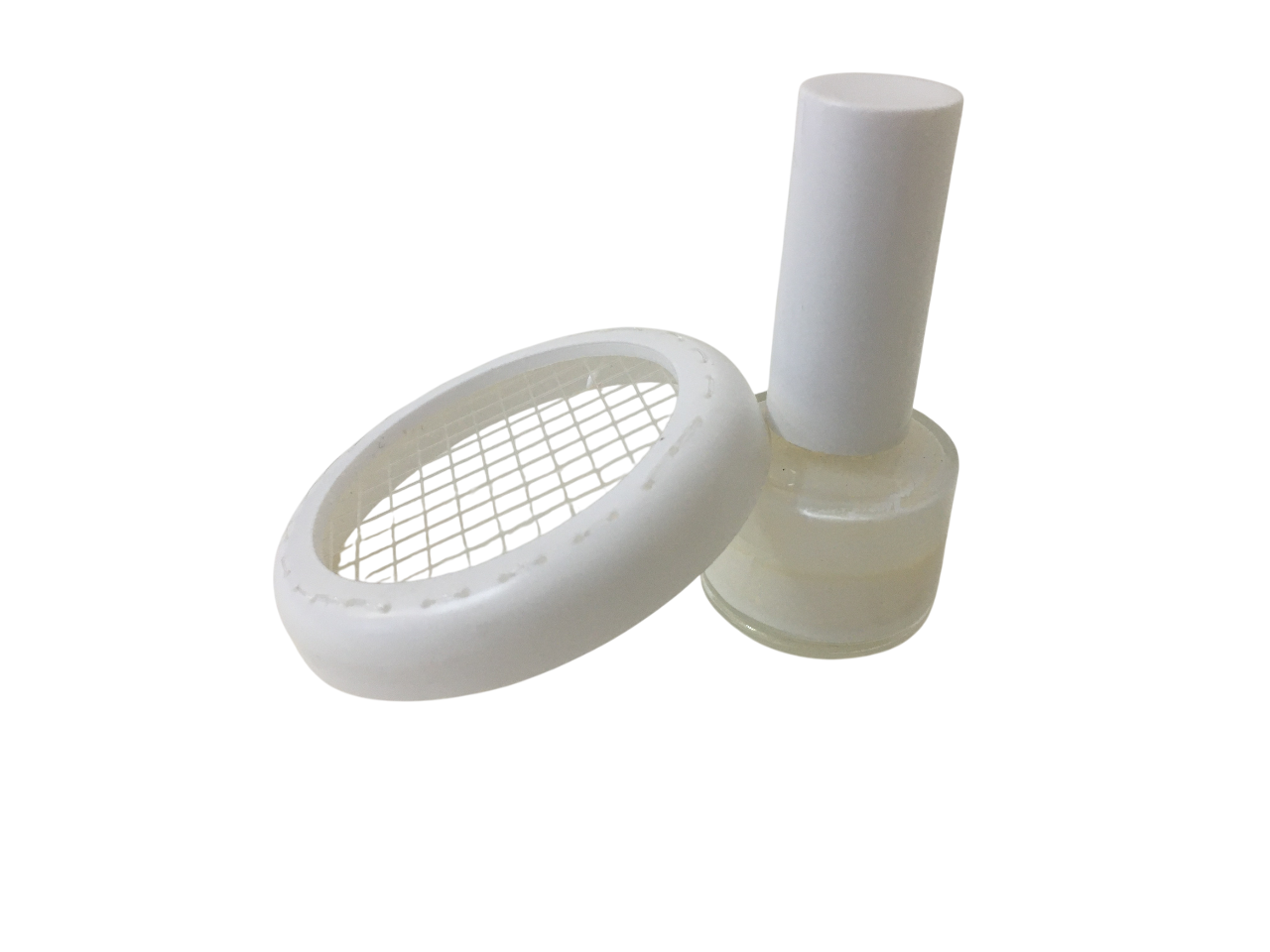 Flacone marcatore bianco con retina fermaregina per marcatura ape regina