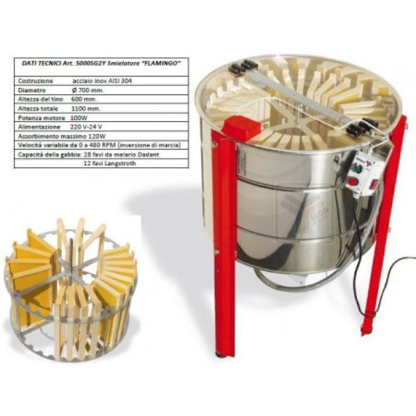 smelatore radiale inox motorizzato per 28 favi Dadant o 12 Langstroth con gambe rosse apicoltura com