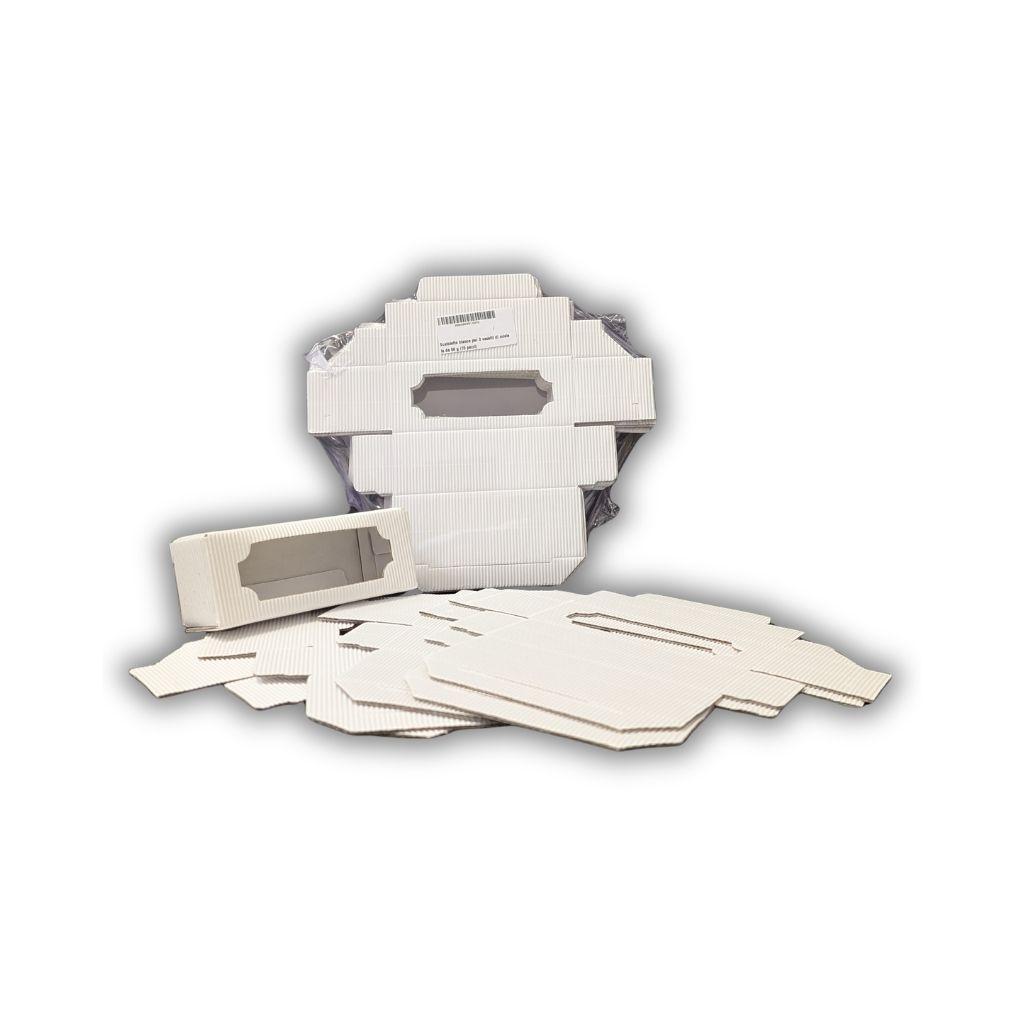 Scatolette bianche cartoncino ondulato per 3 vasetti miele da 50 g