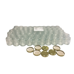 Vaso in vetro ml. 40, per 50 gr di miele (conf. da 120 pezzi) completo di tappo